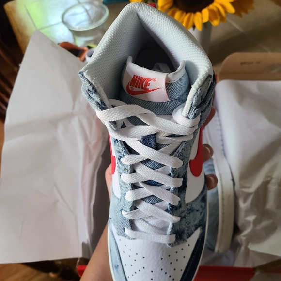 Women's Nike Dunk High Top, Multi-Color/Habanero Red-White - Picture 7 of 8